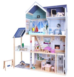 Domek dla lalek duży drewniany 138 cm Rezydencja Maya 28 el. ECOTOYS