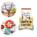 Drewniany pchacz edukacyjny 2w1 kostka + klocki - Karetka ECOTOYS